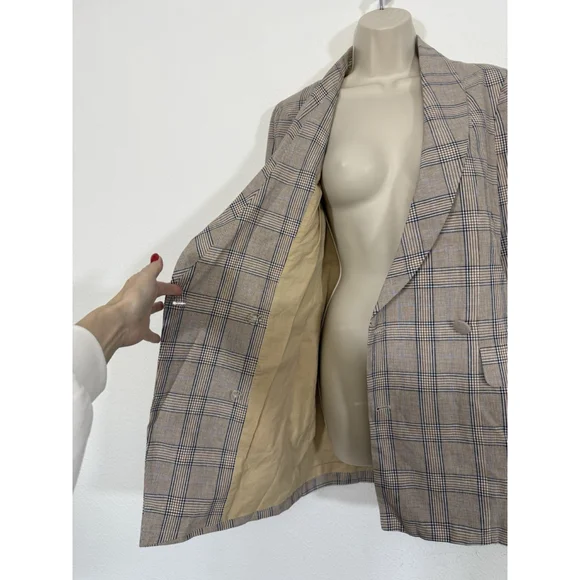 Lovers & Friends X Revolve Ally Mini Blazer Dress Small Plaid Walnut Preppy Work - Picture 10 of 12